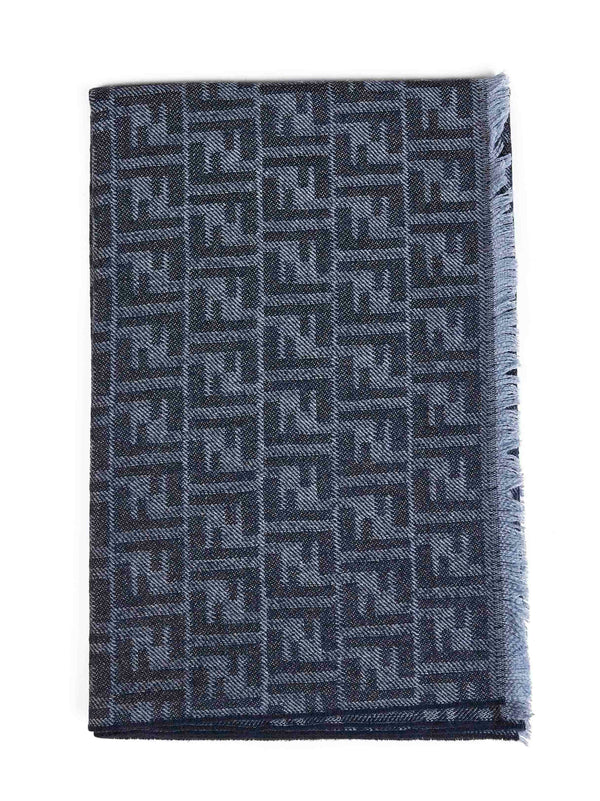 Scarf Ff Wool Denim Blue