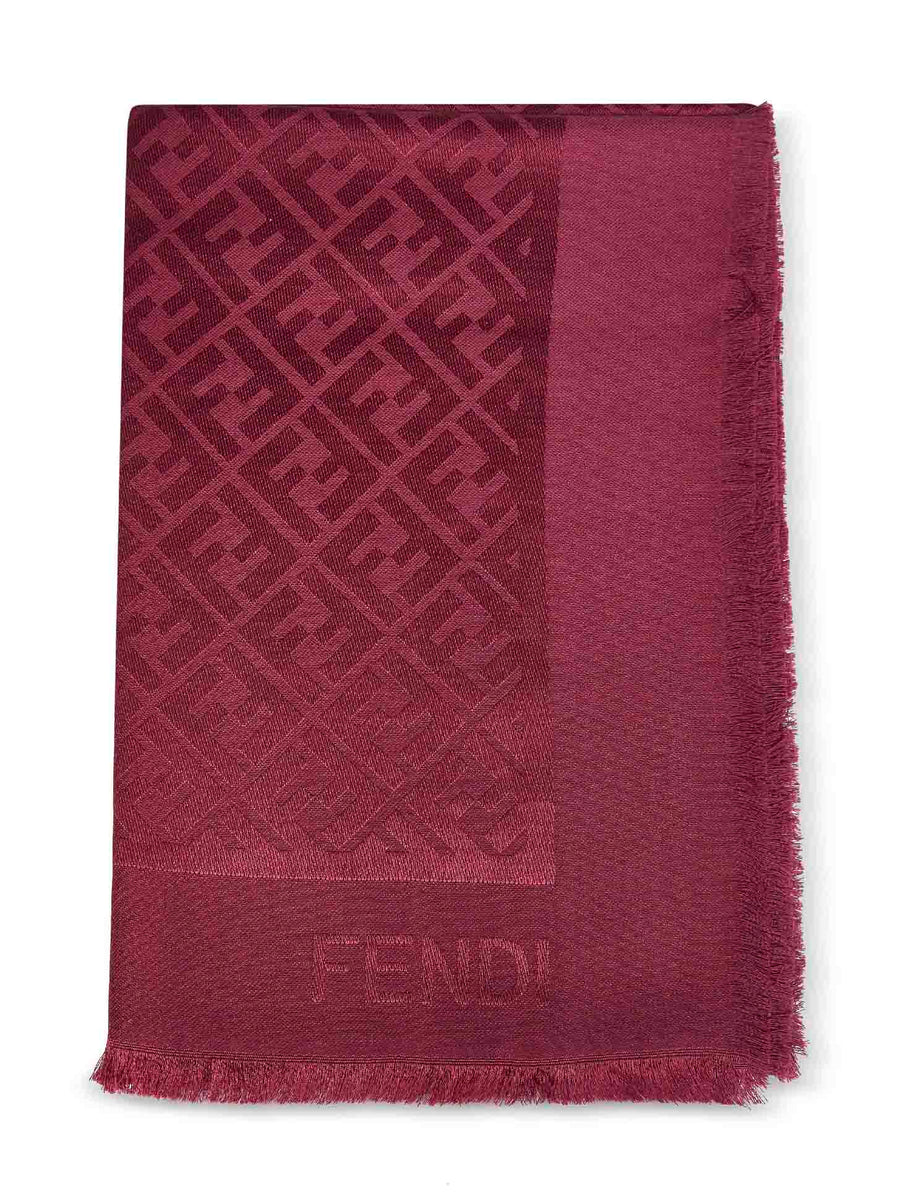 Shawl Ff Silk-Wool Burgundy Scarf