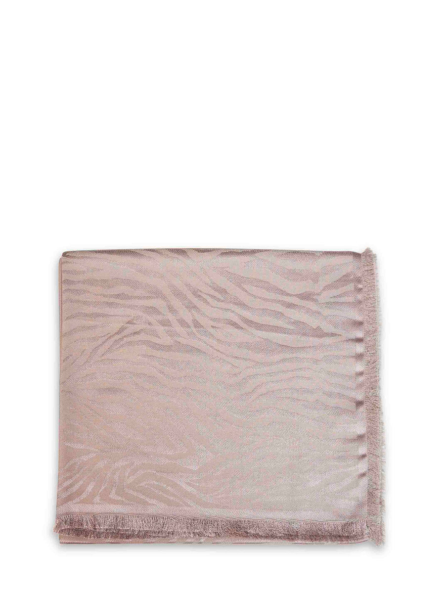 Stole Silk And Cashmere Tiger Jacquard Taupe Scarf