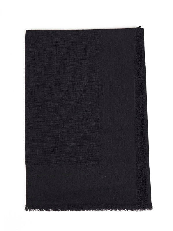 Shawl Ff Wool-Silk-Cashmere Black Cotton Scarf