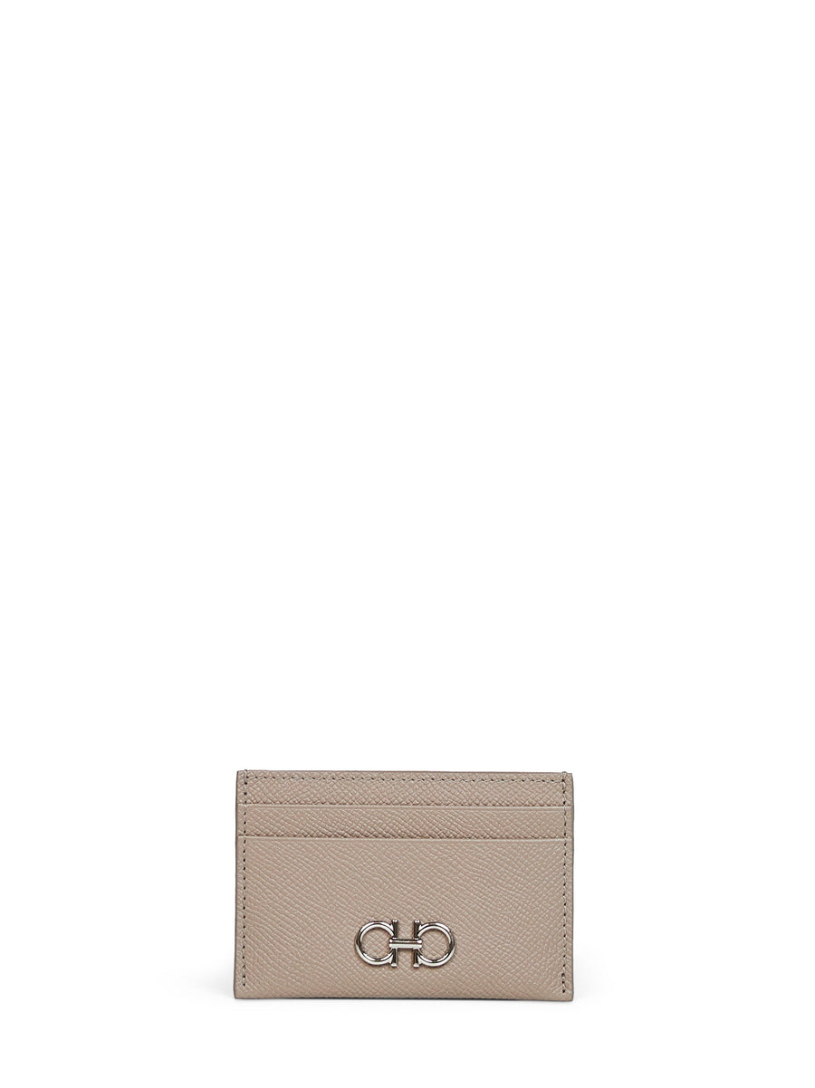 Credit Card Holder Gancini Calfskin Grey Calf Leather Wallets & Purses