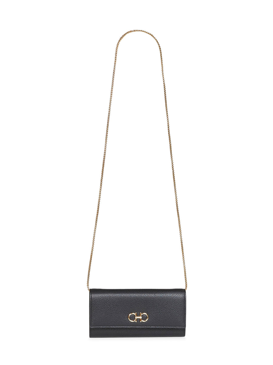 Wallet On Chain Gancini Black Leather Calf Bag