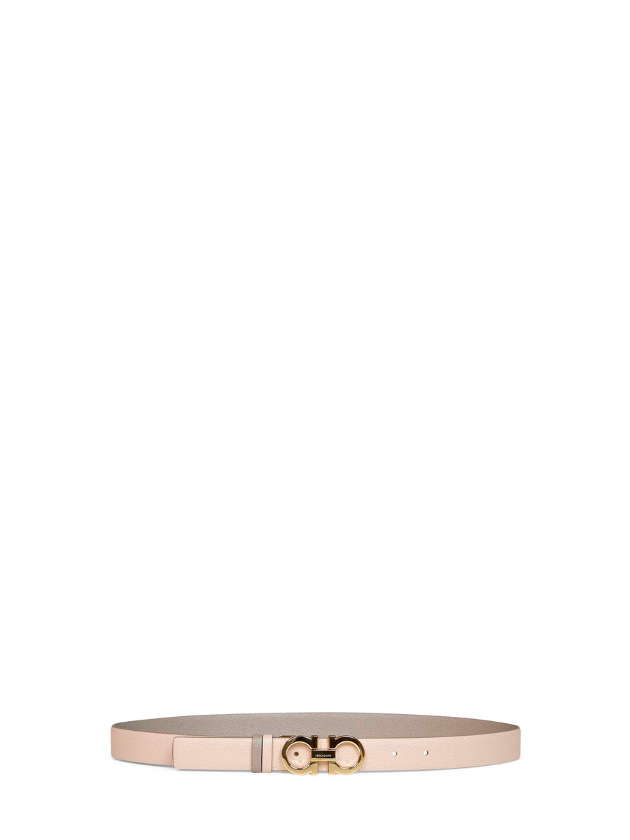 Two-Tone Reversible Gancini Leather Belt, Grey Calf