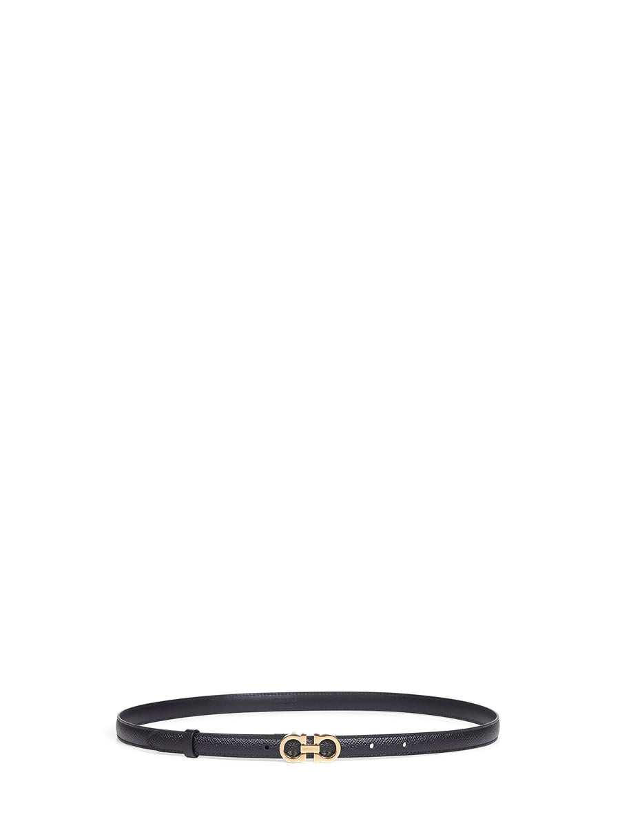 Hammered Leather Gancini Belt Black Calf