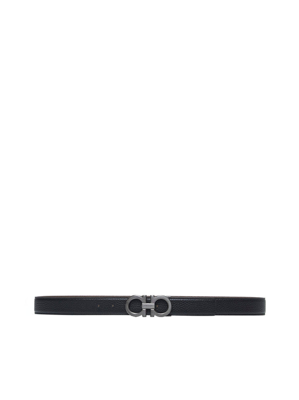 Belt Gancini Reversible Black Leather Calf