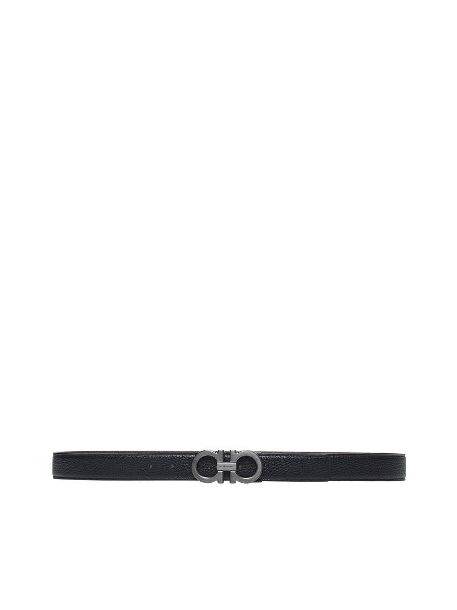 Belt Gancini Reversible Black Leather Calf