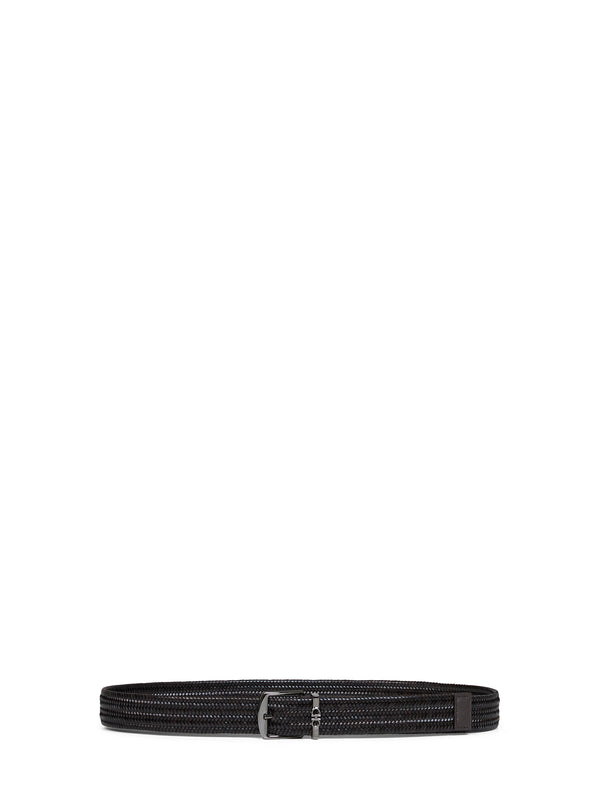 Leather Belt Woven Dark Brown Calf
