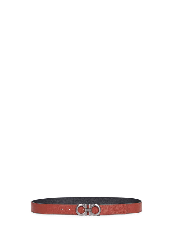 Belt Gancini Two-Tone Cappuccino-Black Brown Calf Leather