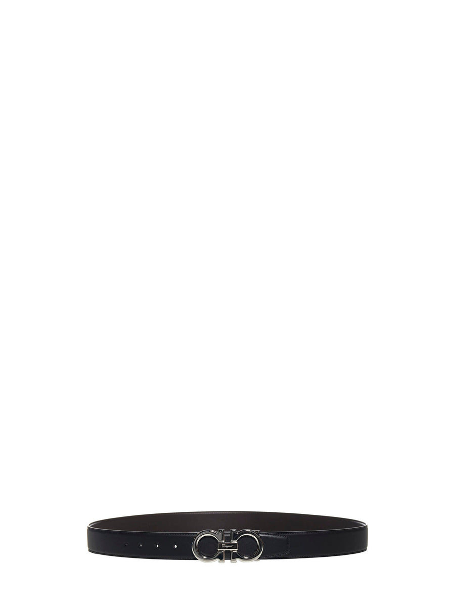Belt Gancini Reversible Black Leather Calf