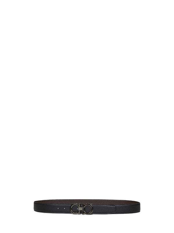 Belt Gancini Reversible Black Leather Calf
