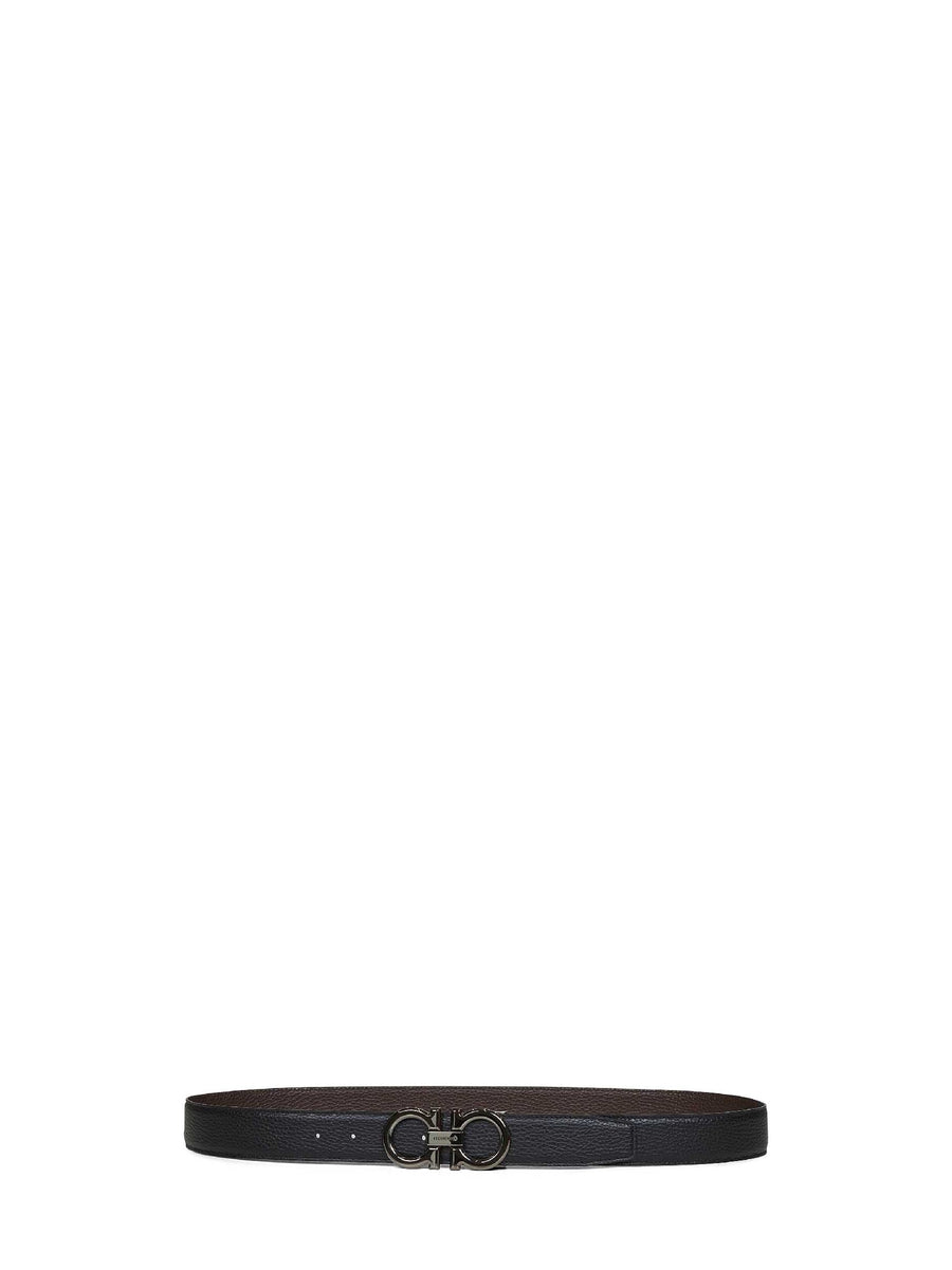 Belt Gancini Reversible Black Leather Calf