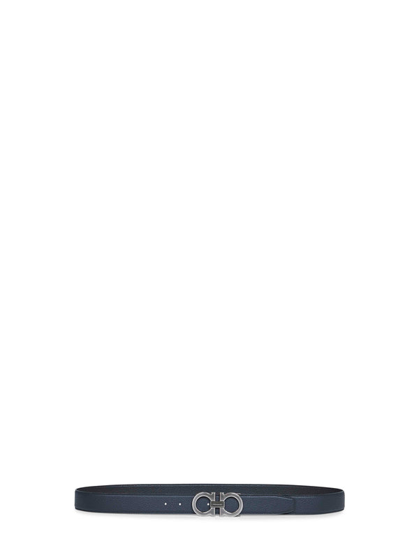 Belt Two-Tone Gancini Reversible Blue Calf Leather