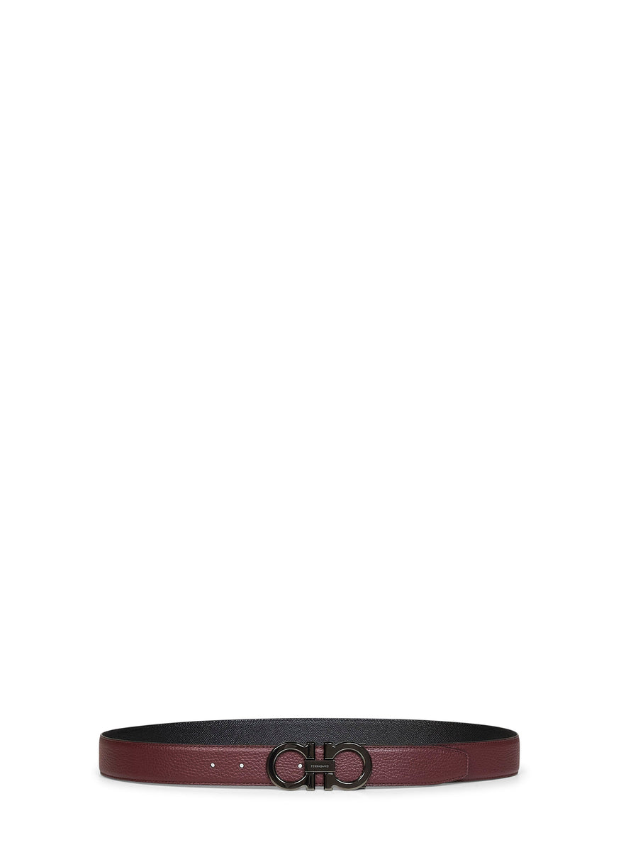Belt Gancini Reversible Leather Black Calf