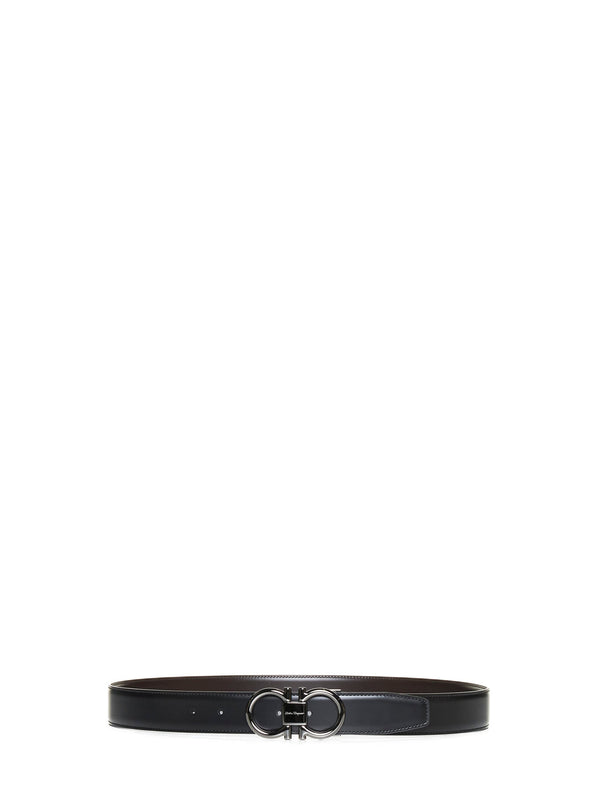 Leather Belt Gancini Black Calf