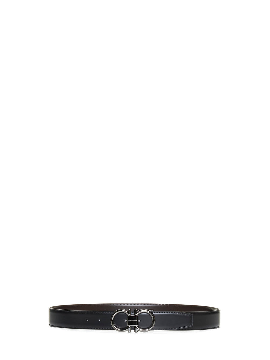Leather Belt Gancini Black Calf