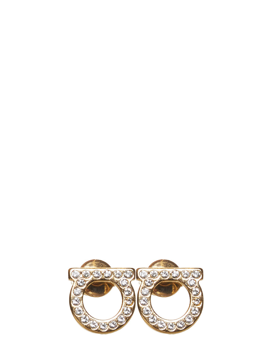 Earrings Gancini Gold-Tone Rhinestones Glass Fibre