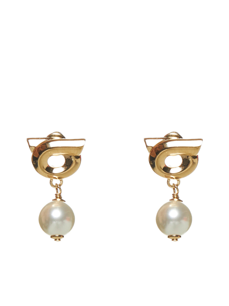 Hook Earrings With Pearls Gold Brass