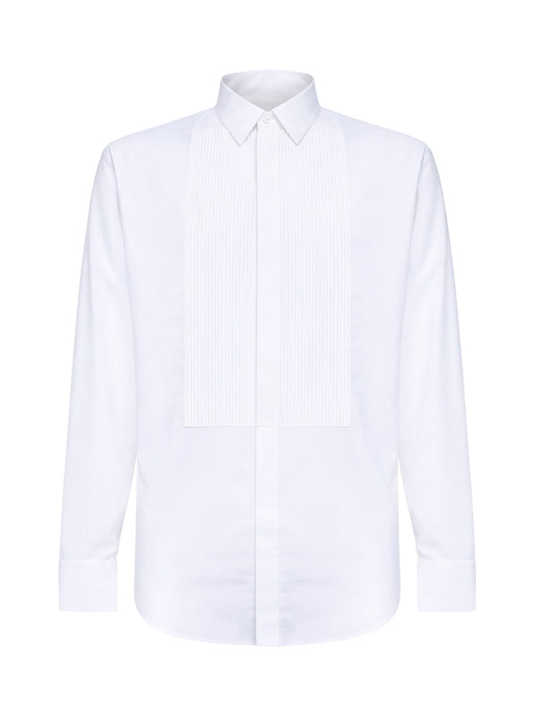 Tuxedo Shirt Pleated Plastron White Cotton