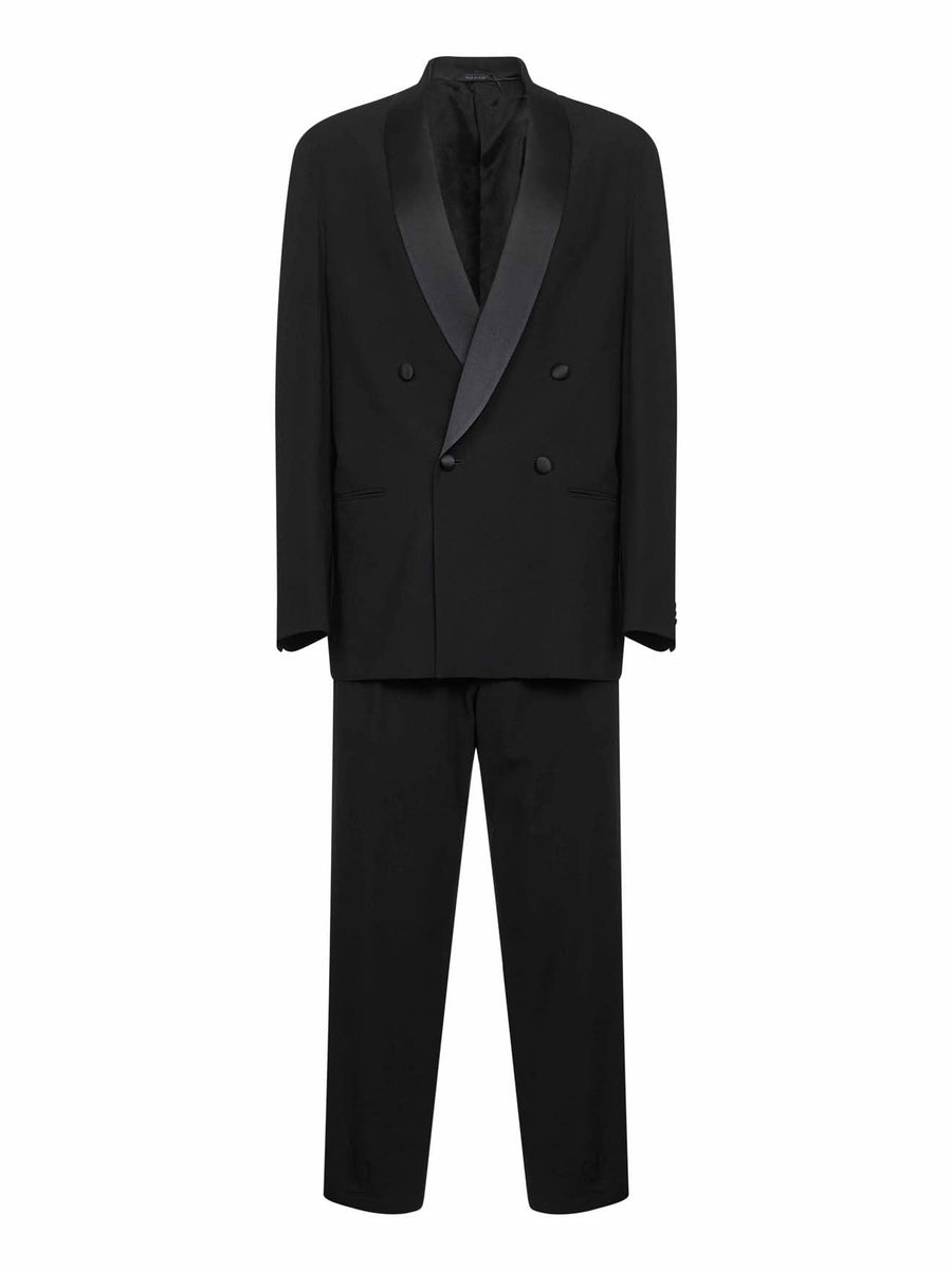 Tuxedo Suit Virgin Wool Crepe Black Suits