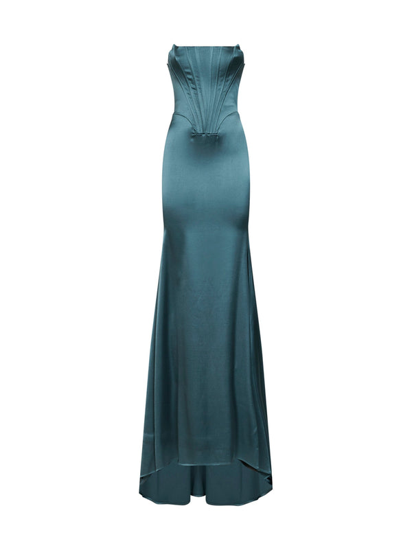 Dress Green Stretch-Satin Bustier Acetate