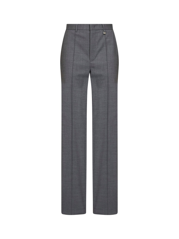 Straight-Leg Tailored Trousers Dark Grey Virgin Wool