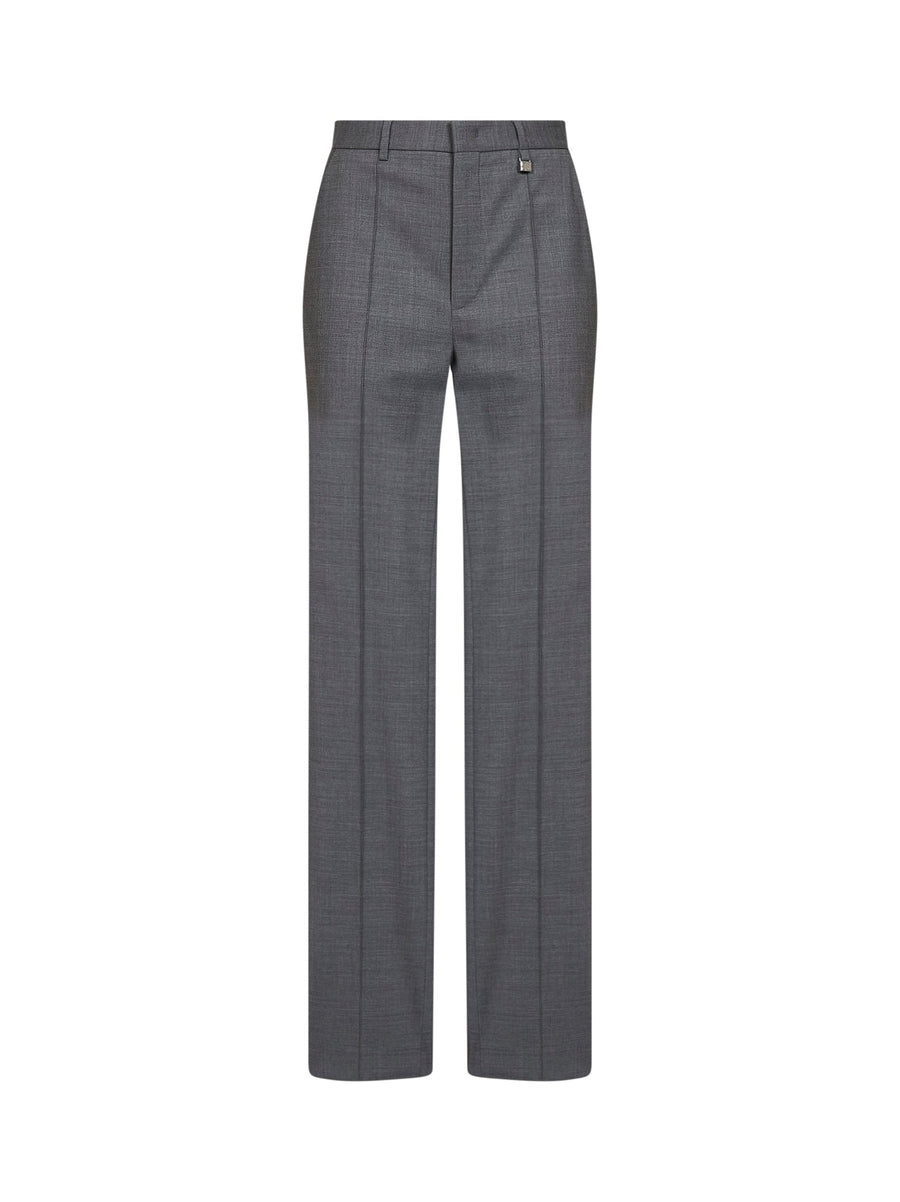 Straight-Leg Tailored Trousers Dark Grey Virgin Wool