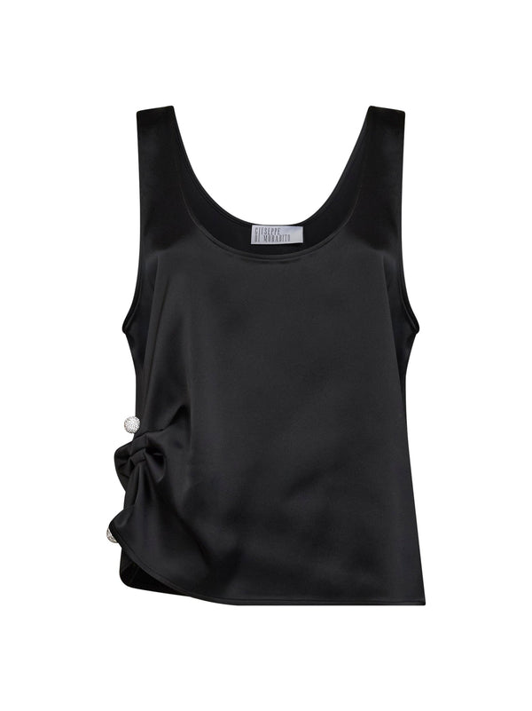 Top Draped Satin — Black Acetate Tops