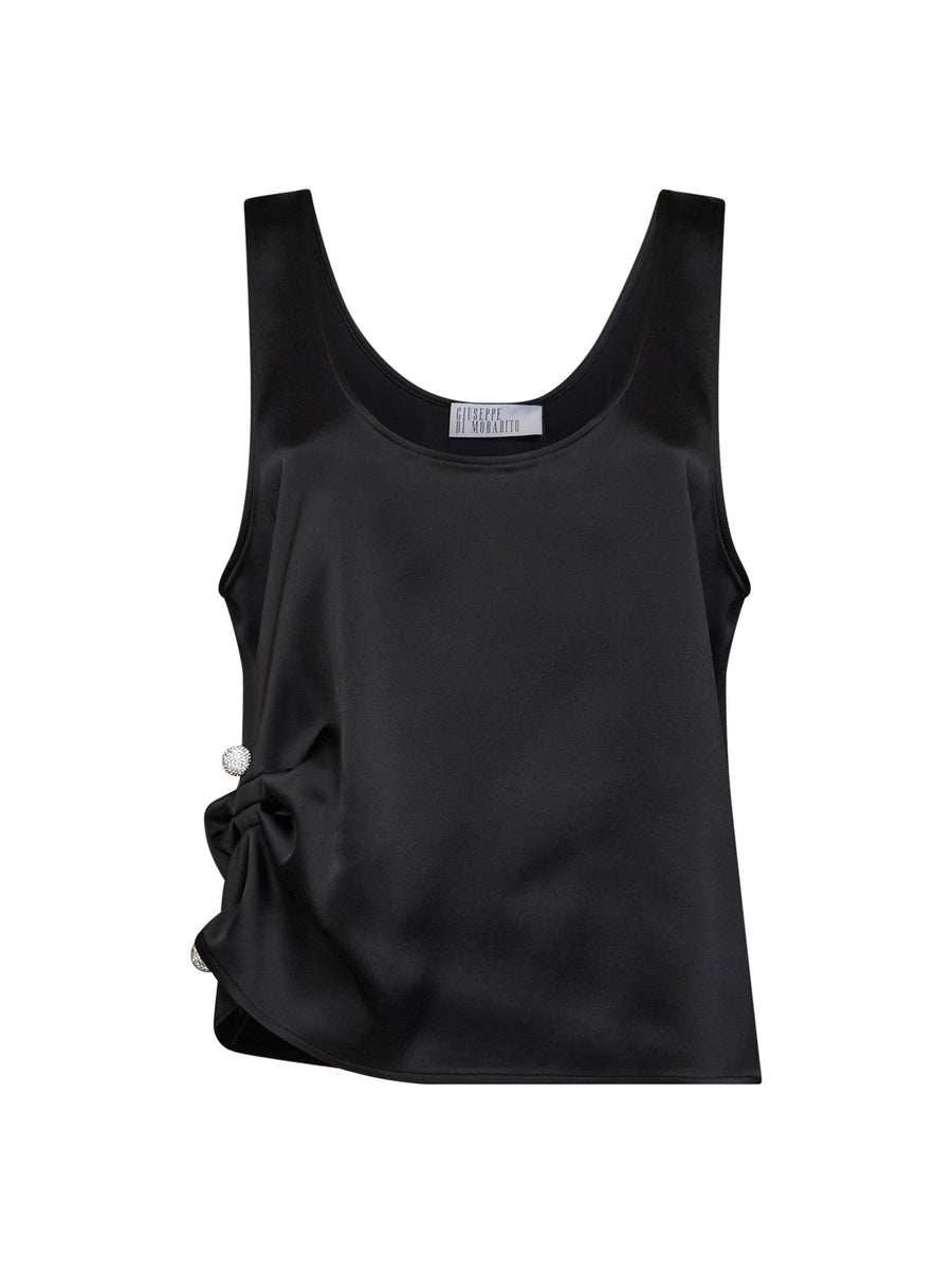 Top Draped Satin — Black Acetate Tops
