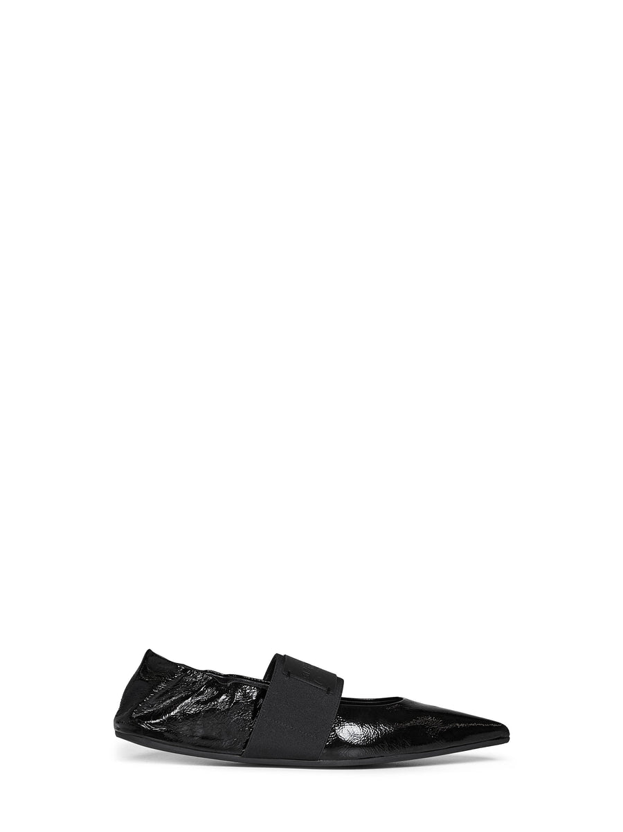Ballet Flats Crush Naplack Leather Black Calf Ballerina Shoes