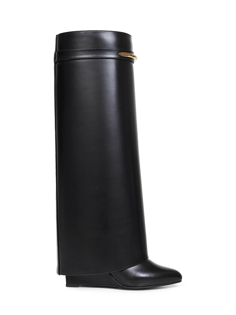 Knee-High Boots Shark Pinch Black Leather Calf