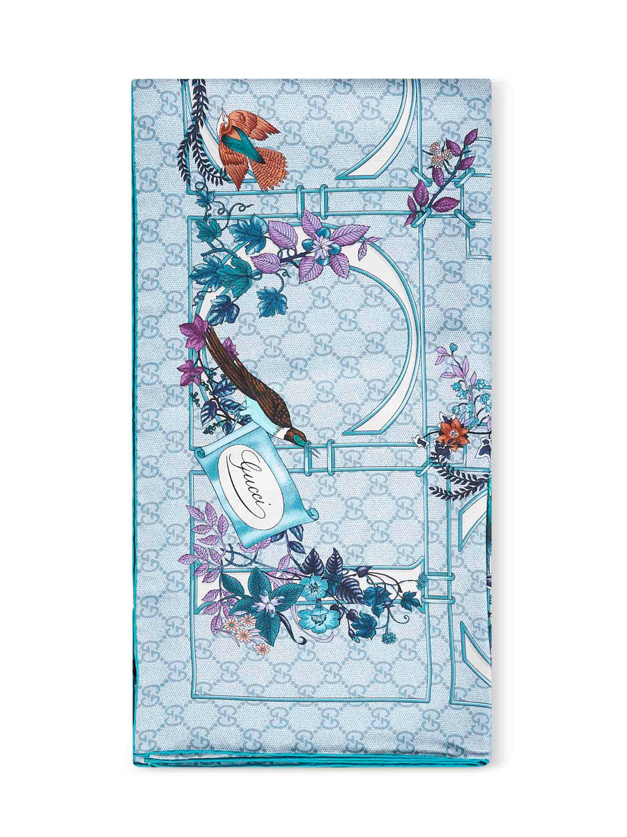 Silk Twill Scarf Light Blue