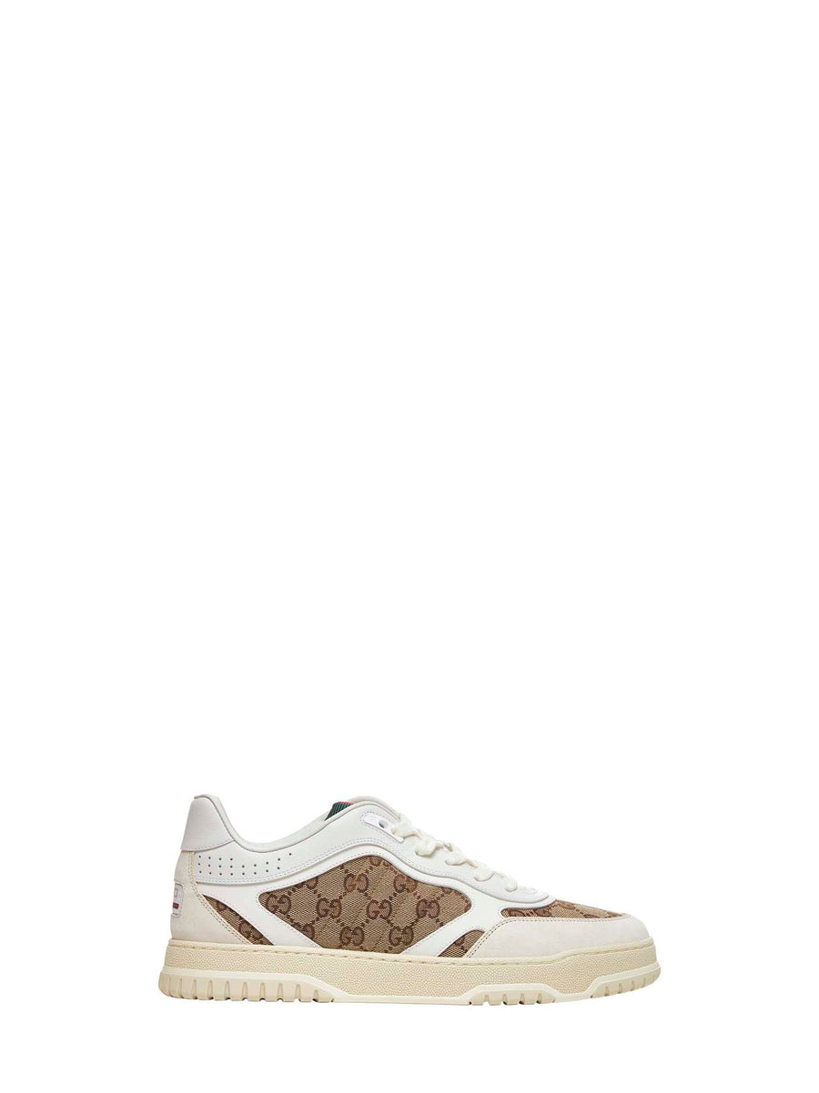 Sneakers Re-Web Beige Gg Canvas Multicolour Calf Leather Trainers