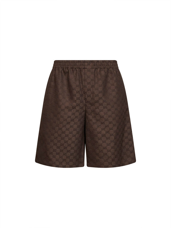 Shorts Gg Canvas Brown Viscose