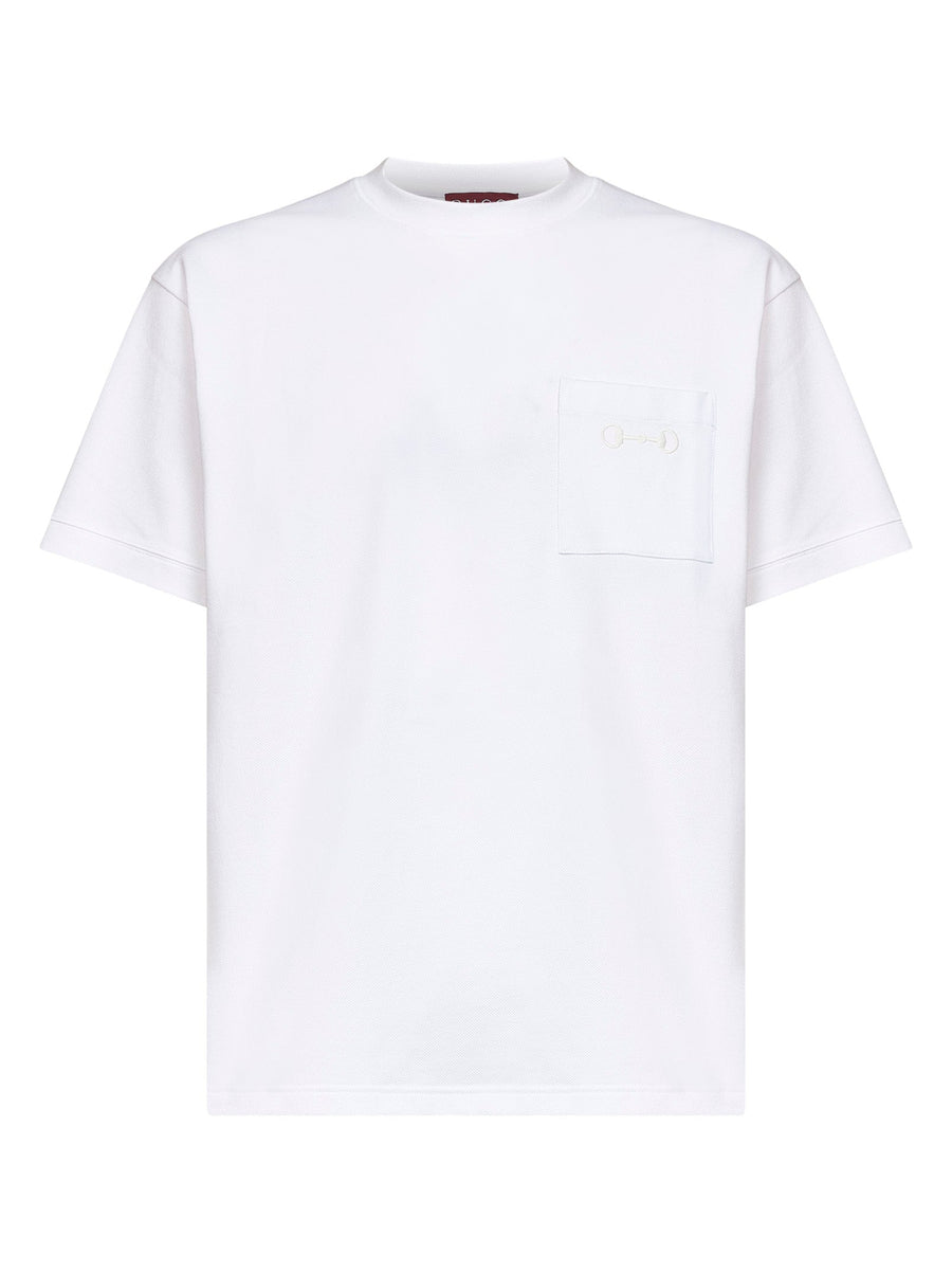 Crewneck T-Shirt White Piqué Cotton T-shirts