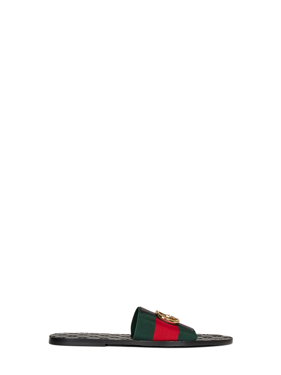Slide Sandals Riviera Web & Leather Multicolour Calfskin