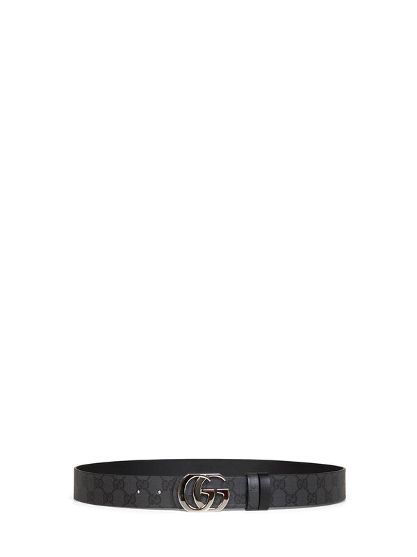 Reversible Leather Belt Gg Marmont Black Cotton