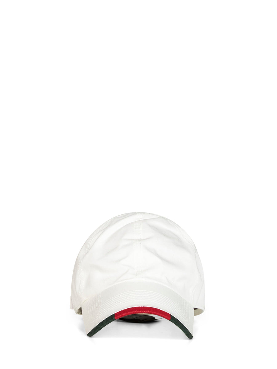 Baseball Cap With Web Trim White Polyester Hat
