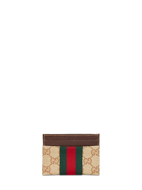 Card Holder Gg Canvas Beige Calfskin Wallets & Purses