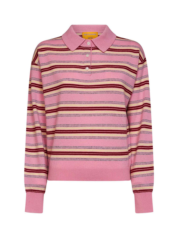 Polo Shirt Collegiate Stripe Pink Cashmere Tops