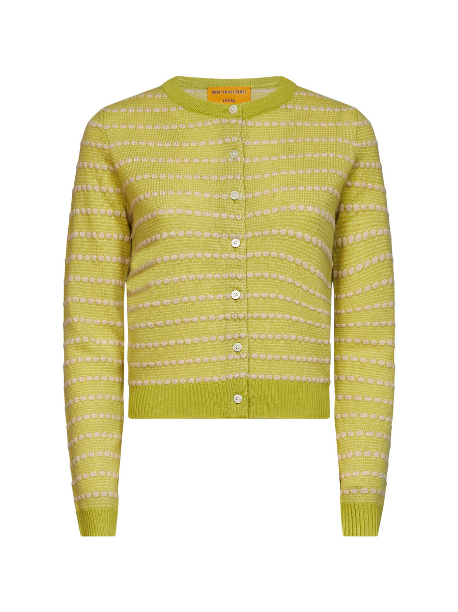 Cardigan Jane Pebble Stripe Green Silk Cardigans