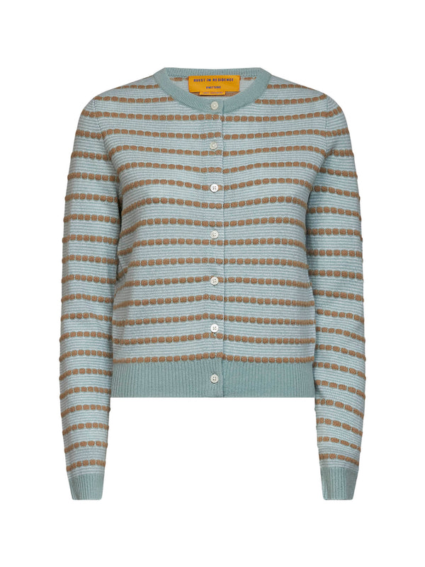 Cardigan Jane Pebble Stripe Green Silk Cardigans