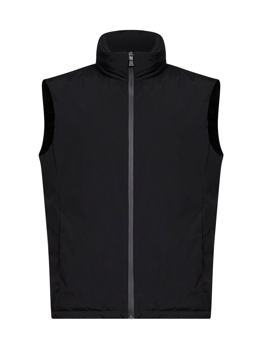 Padded Vest 2-Layer Windstopper Black Polyester Bomber Jackets