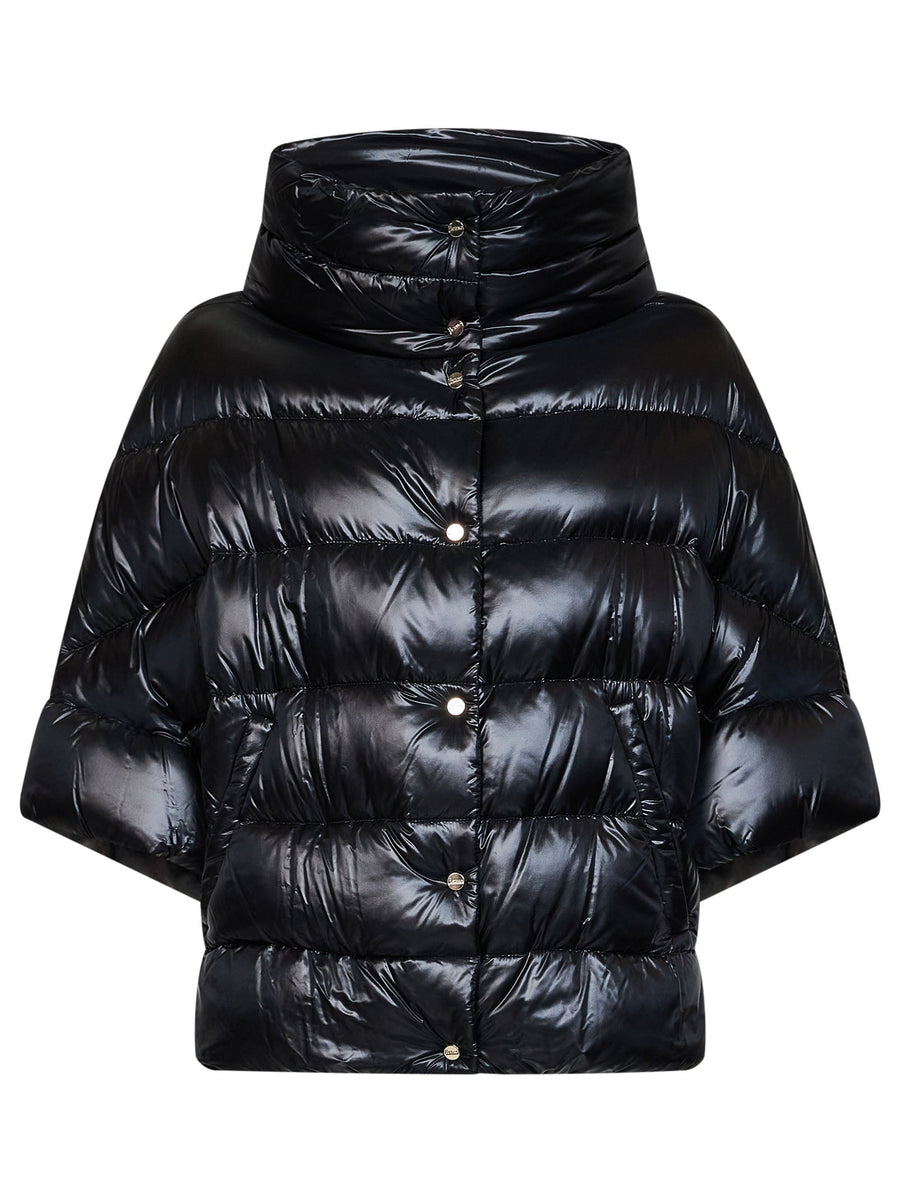 Down Jacket Cape Black Ultralight Nylon Polyamide Puffer