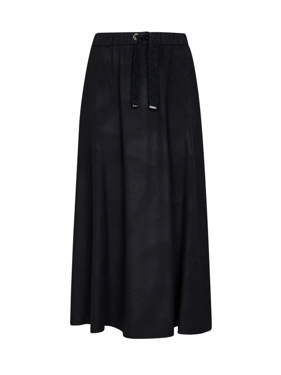 Long Skirt Black Flannel Polyester