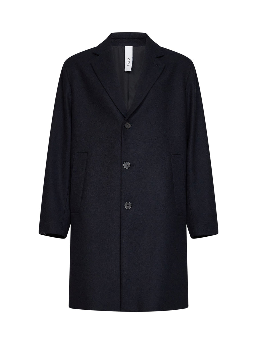 Single-Breasted Cassano Coat Navy Blue Wool-Blend