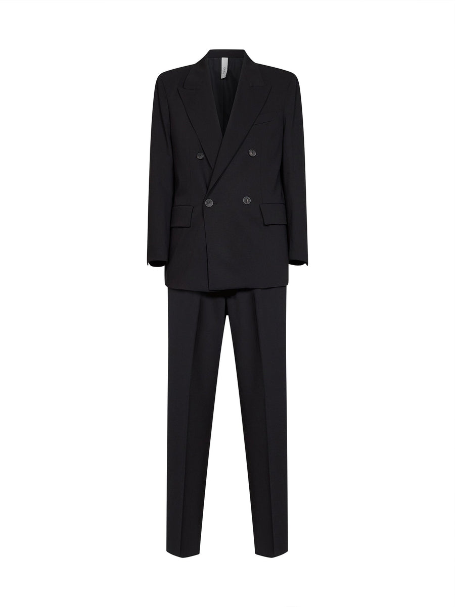 Double-Breasted Rodi Suit Black Stretch Canvas Polyester Suits