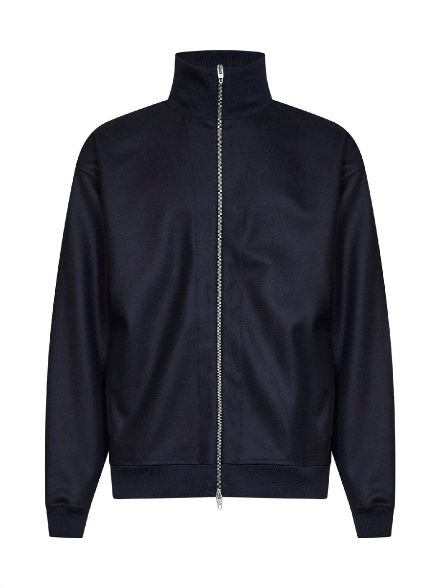 Zip-Up Jacket Melton Wool Midnight Blue Bomber