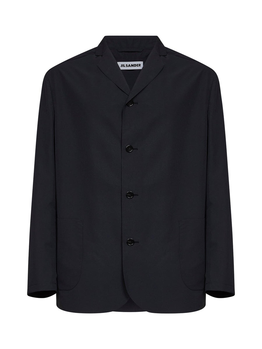 Single-Breasted Waterproof Jacket Black Polyester Bomber