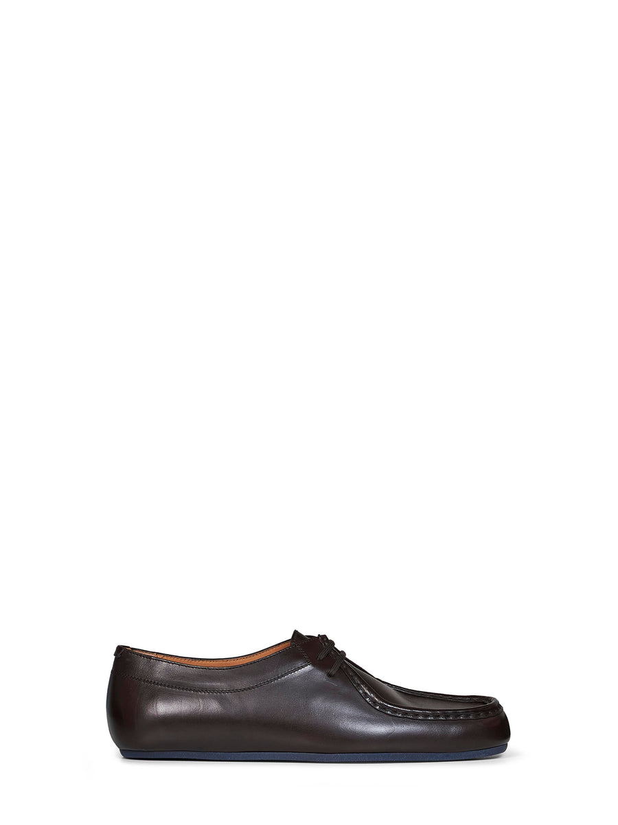 Lace-Up Calf Leather Shoes Brown Loafers