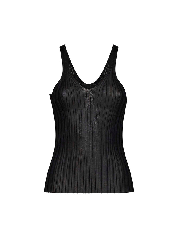 Top Val Ribbed Viscose Black Tops